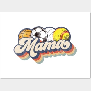 Retro Soccer Volleyball Basketball Softball Mama Posters and Art